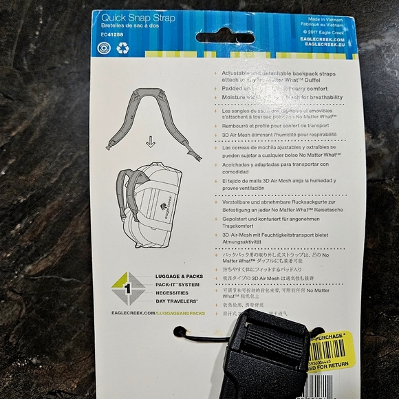 EAGLE CREEK Quick Snap Strap convert to backpack No Matter What Duffel NWT black - Picture 4 of 12